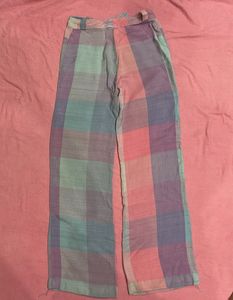 Pastel Plaid Wide Leg Pants France