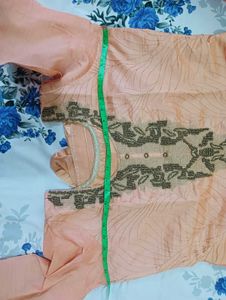 Elegant Peach Kurta Set with Intricate Embroidery