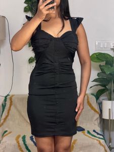 Chic Black Ruched Bodycon Dress