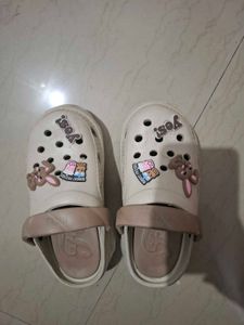 Beige Brown Crocs With Cute Charms