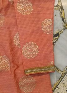 Elegant Peach Kurta with Gold Accents