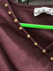 Y2K Burgundy V Neck Top