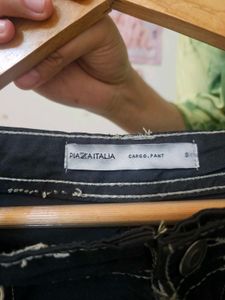 Black Cargo Pants with White Stitching