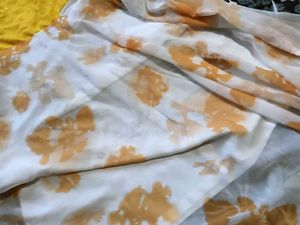 Yellow Embroidered Blouse with Floral Skirt
