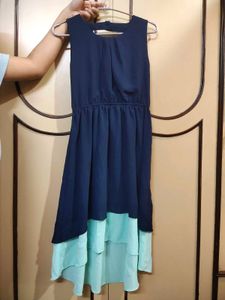 Chic Navy Blue &amp; Mint Layered Dress