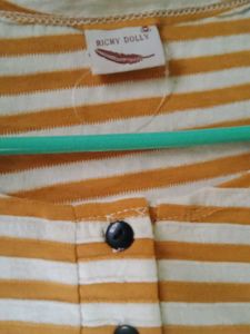 Yellow &amp; White Striped Casual Dress .