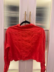 Vibrant Red Cropped Shirt