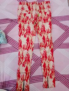 Printed Red Pants/Jeans