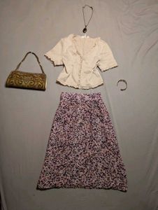 Floral purple midi skirt