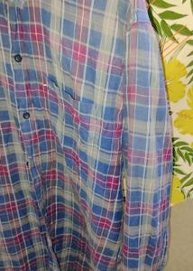 Men's Blue Plaid Casual Shirt