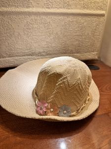 Chic Straw Sun Hat with Flower Accent