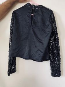 high quality branded sequin work crop top