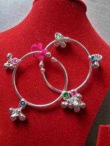 Silver Anklets with Colorful Stones