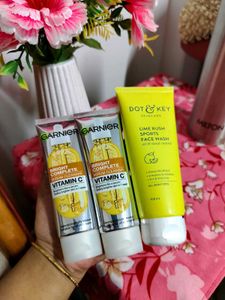 Dot & key face wash and Garnier