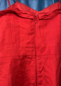 Red Dress with Lace-up Detail