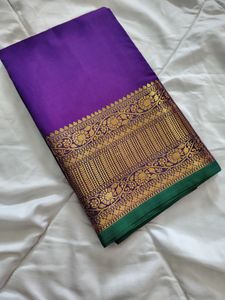 Elegant Purple Saree with Gold Border
