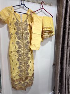 Yellow Embroidered Kurta Set with Dupatta