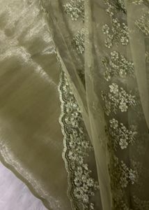 🍃 PASTEL GREEN NETTED SAREE 🍃