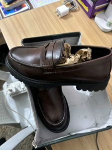 Zara Brown Leather Penny Loafers