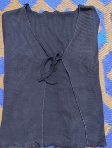 Brown Tie-Front Cardigan Top