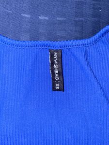 Blue Long Sleeve square neck Crop Top