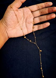 Elegant Gold Beaded Lariat Necklace