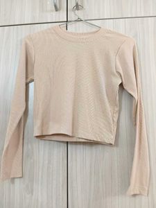 Nude Long Sleeve Crop Top