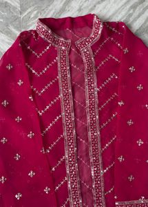 Vibrant Pink Ethnic lahenga with shrug