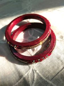 Yellow and brown kda Embellished Bangles Set