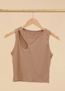 Brown Cutout Tank Top