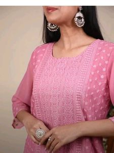 Elegant Pink Chikankari Kurta