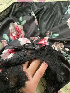 Floral Satin Babydoll Nightwear