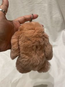 Fuzzy Bunny Keychain Charm