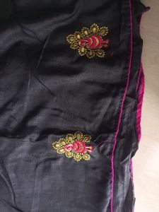 Black Embroidery Work Sana Silk Saree