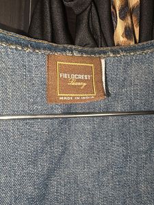 Blue Denim Vest with Fringed Details