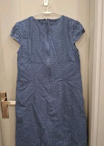 Blue Dotted Short Sleeve Dress