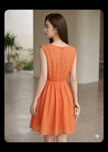 Orange V-Neck Fit &amp; Flare Mini Dress