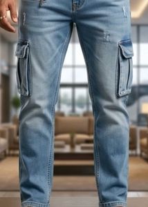 Stylish Men's Blue Cargo Jeans