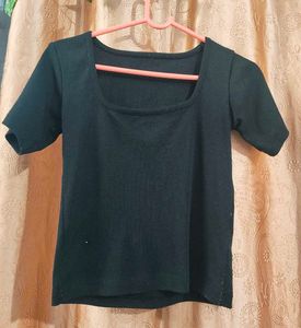 Black Square Neck Top