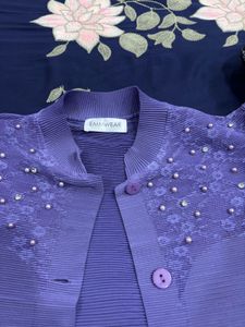 Lavender Kurta coord Set with Pearl Embellishments