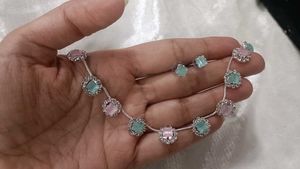 Pastel Pink &amp; Green Necklace Set