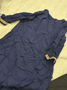 Embroidered Navy Blue Kurta