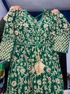 Emerald Green Embroidered Anarkali Suit