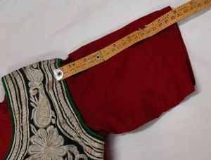 Red Anarkali Kurta with Embellished Yoke