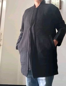 Black Wool Blend Overcoat