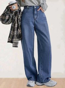 Wide Leg Blue Denim Jeans