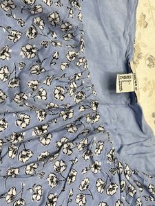 Blue Floral Top With frills