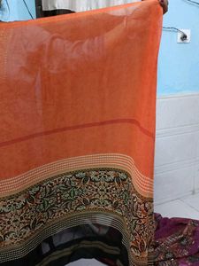 Orange Printed Saree
