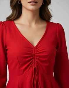 Chic Red V-Neck Mini Dress