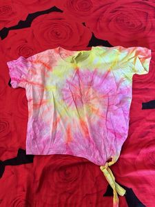Vibrant Tie-Dye T-Shirt with Knot Detail